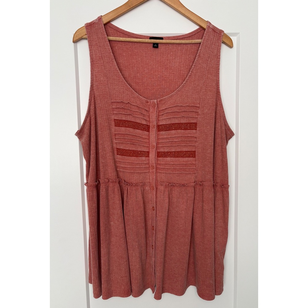 Torrid Romantic Whimsigoth Rose Ribbed‎ Desert Boho Lace Babydoll Coquette Top 2